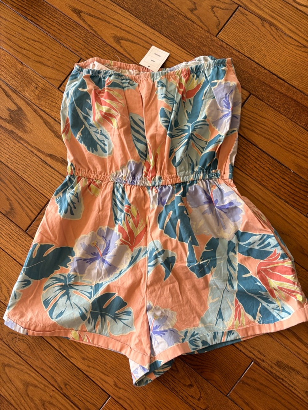 NWT UO Palm Beach Floral Pastel Strapless Romper